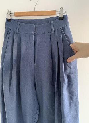 Костюмные брюки широкие синие палаццо3 фото