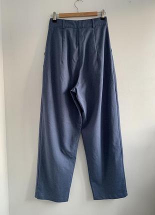 Костюмные брюки широкие синие палаццо6 фото