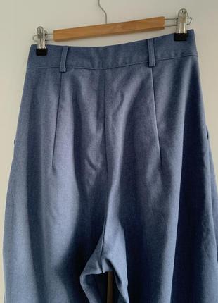 Костюмные брюки широкие синие палаццо5 фото