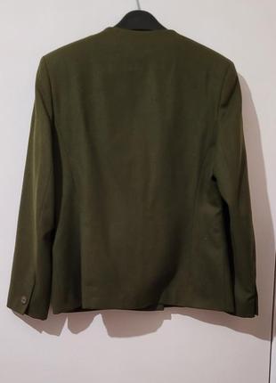 Піджак жіночий темно-зелений приталений без коміра вовна 100% з биркою на рукаві новий англія3 фото