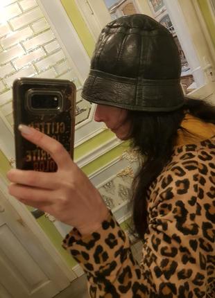 Актуальная модная кожаная панама унисекс натуральная цегейка