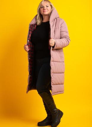 Женское пальто плащевка зимнее zeta-m цвет фреза5 фото