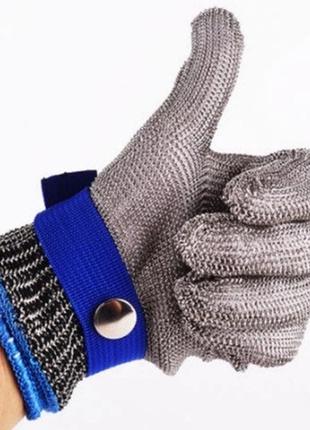 Кільчужна рукавичка resteq s з нержавіючої сталі, рукавички від порізів, захисні порізостійкі1 фото