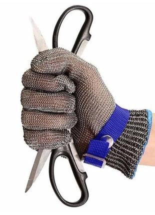 Перчатка кольчужная resteq s из нержавеющей стали, перчатки от порезов, защитные поризостойкие.4 фото