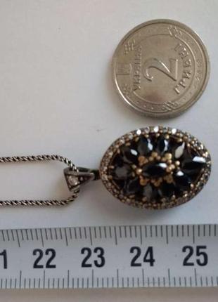 Подвеска серебряная с фианитами +серебряная цепочка вес: 10 гр.