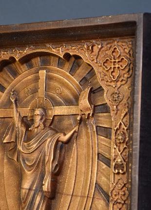 Ікона воскресіння христове дерев'яна різьблена розмір 12.5 х 15 см. код/артикул 142 5023 фото