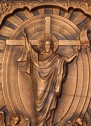Ікона воскресіння христове дерев'яна різьблена розмір 12.5 х 15 см. код/артикул 142 5027 фото