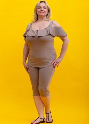 Жіночий літній костюм zeta-m колір моко1 фото