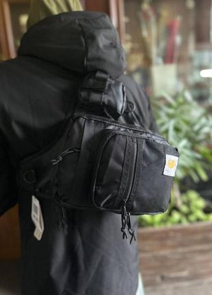 Сумка - слінг carhartt чорна бананка