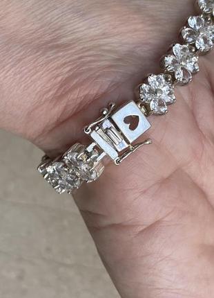 Яркий серебряный набор кольцо и браслет с фианитами6 фото