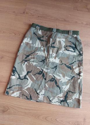 Юбка, юбка милитари камуфляж с поясом разрез спереди карманы topshop, р. 122 фото