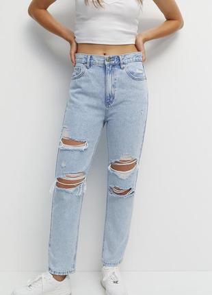 Джинси mom 42 l pull&bear блакитні