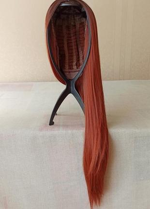 Длинный прямая парик, рыжая, без чешуйки, термостика, новая, парик
