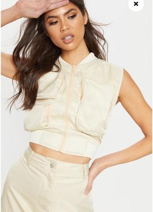 Коротка жилетка топ stone sleeveless utility zip top