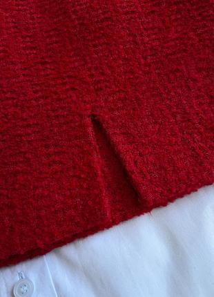Твидовая юбка длины мини красная бордовая зара8 фото