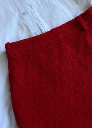 Твидовая юбка длины мини красная бордовая зара10 фото