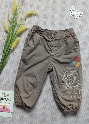 Детские утепленные штаны 6-9 мес теплые штанишки с подкладкой для мальчика