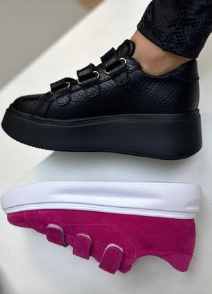 Екслюзивні кросівки кеди з натуральної італійської шкіри та замші жіночі1 фото