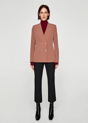 Рожевий нюдовий піджак, двобортний блейзер zara