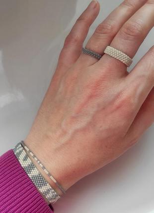 Сет украшений - браслет и кольца серая зебра