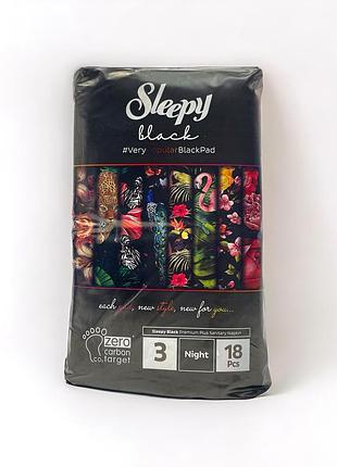 Прокладки "sleepy" black night №3 чорні нічні 18 шт
