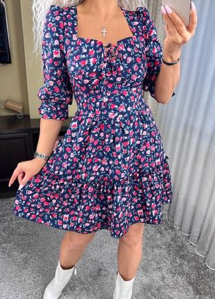 Цветочное платье из нежного софта с пышной юбкой2 фото