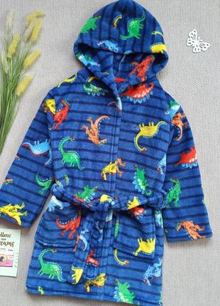 Детский плюшевый халат 5-6 лет халатик динозавр махровый с капюшоном для мальчика1 фото