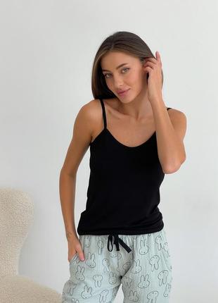 Жіночий піжамний комплект cosy (штани зайчики+майка)3 фото