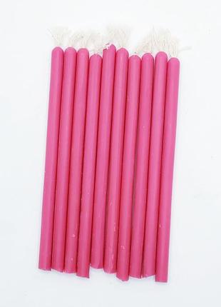 24 шт рожеві воскові свічки, 10 см. (власне виробництво) код/артикул 144
