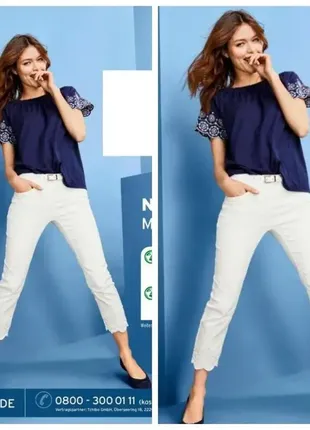 Стильні жіночі білі джинси з вишивкою від tcm tchibo (чибо), нижня, s-xl