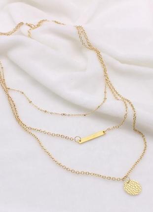Ожерелье колье ui434 ланцюжок кулон подвеска оберег тройная цепочка прекрасный подарок4 фото