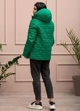Женская куртка плащевка zeta-m цвет зеленая трава4 фото