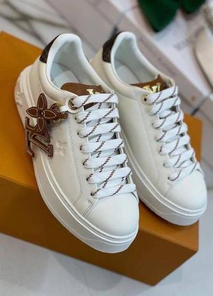 Кросівки кеди в стилі lv шкіра білі