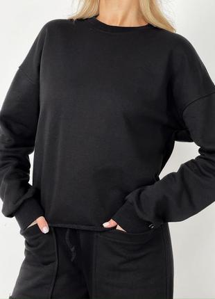 ‼️не кошлатиться‼️весенний костюм без утепления трехнитка петля пенье, женский брирующий костюм на весну с накладными карманами5 фото