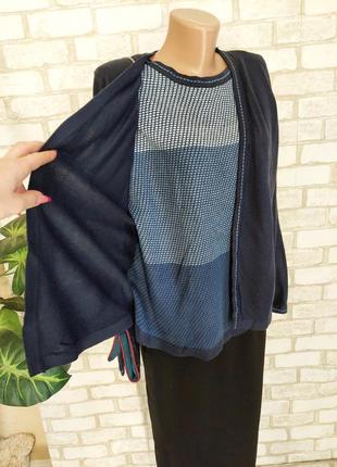 Стильная нарядная кофта/свитер с кофтой обманкой в темно синем цвете, размер хл-2хл5 фото