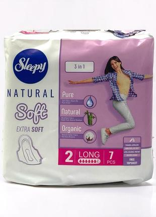 Прокладки sleepy natural soft №2 long довгі 6 крапель 7 шт