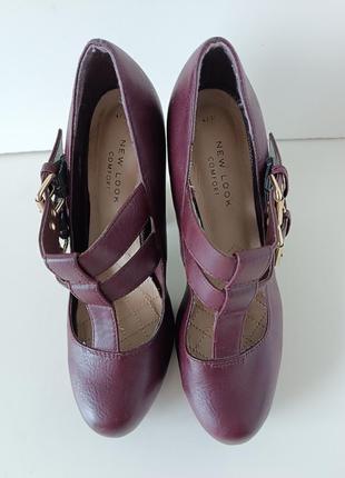 Р 4 / 36-37 23,5 см бордовые туфли на пряжках на высоком каблуке и платформе new look2 фото