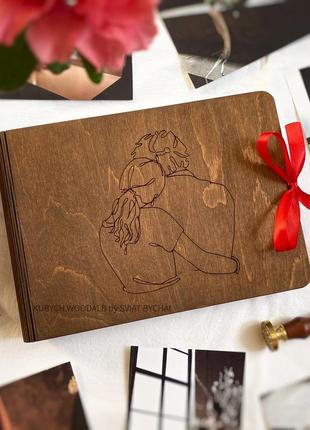 Фотоальбом з дерева для дівчини та хлопця | креативний подарунок, фотоальбом для закоханих код/артикул 182