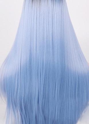 Довга блакитна перука омбре resteq 66 см, пряме волосся градієнт, перуки з високоякісних синтетичних волокон1 фото