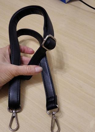 Длинная ручка к сумке черного цвета с карабинами, ремень ремешок, поясок2 фото