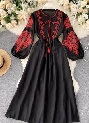 Платье вышиванное платье в украинском стиле