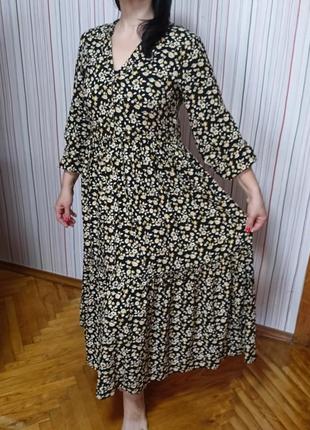 Довга сукня з віскози в квіточку,довге легке плаття з довгим рукавом3 фото