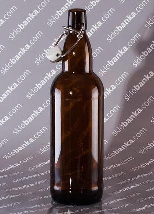 20 шт бутылка стеклянная 1,0л с бугельной крышкой коричневая упаковка