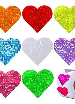 Наклейки для декору різнокольорові серця resteq 500 шт/уп. наклейки у вигляді сердець2 фото