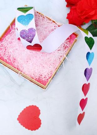 Наклейки для декору різнокольорові серця resteq 500 шт/уп. наклейки у вигляді сердець4 фото