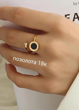 Позолоченное кольцо часы черный циферблат кольцо кольца перстца покрытие золото