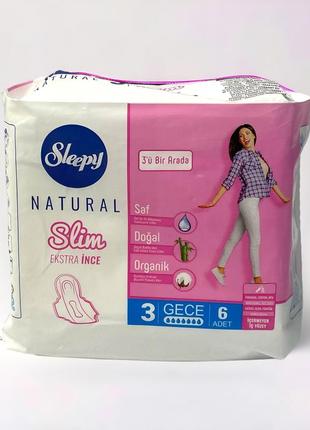 Прокладки sleepy natural slim №3 екстра тонкі 7 крапель 6 шт