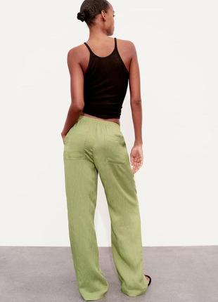Прямые женские зеленые брюки zara new2 фото