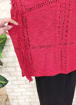 Фирменный next свитер сочного красного цвета на 13% хлопок с бахрамой, размер л-хл7 фото