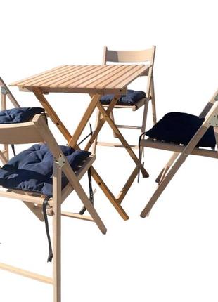 Меблі дерев'яні з бука з 4 стільчиками і подушками5 фото
